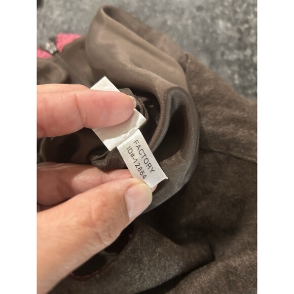 Vintage Y2K EXPRESS Brown Wool Blend Aline Skirt Pink Sequined Lace Trim Size 0 - Picture 8 of 8